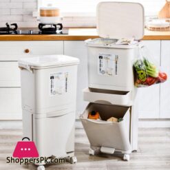 3842L Large Capacity Trash Can 23 Layers Double Deck Waste Sorting Bins Kitchen Household Restaurant Dustbin Storage Waste Binstorage Boxes Bins