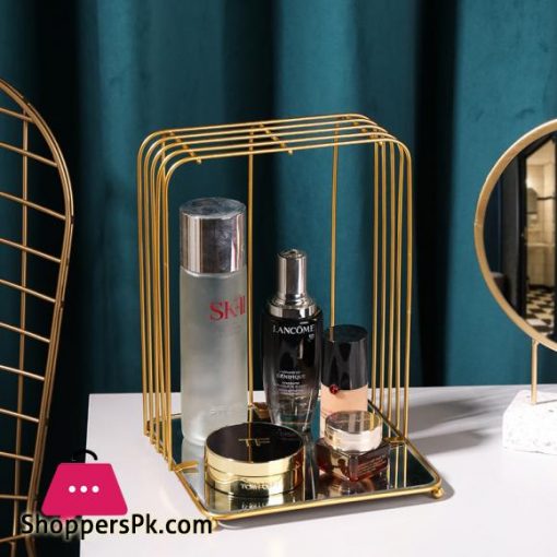 Europe Iron Metal Shelf Makeup Organizer Cosmetic Storage Rack Lipstick Perfume Jewelry Box Shelf Holder Bedroom Organizer