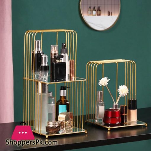 Europe Iron Metal Shelf Makeup Organizer Cosmetic Storage Rack Lipstick Perfume Jewelry Box Shelf Holder Bedroom OrganizerStorage Holders Racks