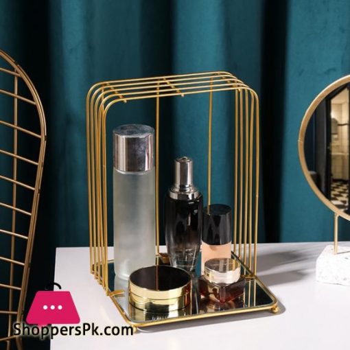 Europe Iron Metal Shelf Makeup Organizer Cosmetic Storage Rack Lipstick Perfume Jewelry Box Shelf Holder Bedroom OrganizerStorage Holders Racks