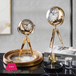European Style Silent Retro Golden Desk Clock Living Room Decoration Creative Bedroom Light Luxury Metal Desk Clock Decorationdesk Table Clocks