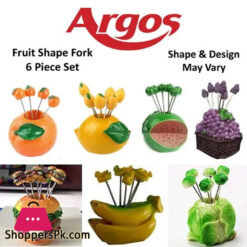 Fruit Shape Stand & 6 Fruit Shape Forks - Pack of 1 (6 Piece) - Shape & Design May Vary