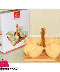 Imperial 4 Pcs Serving Dishes With Wooden Base