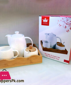 Imperial Collection Tea Milk And Sugar Set With Bamboo Tray