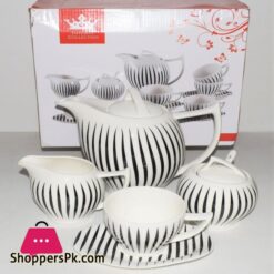 Imperial Collection Zebra Stripes Tea Set Set of 15 Ceramic Ware