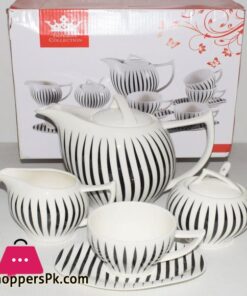 Imperial Collection Zebra Stripes Tea Set Set of 15 Ceramic Ware