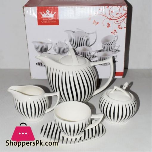 Imperial Collection Zebra Stripes Tea Set Set of 15 Ceramic Ware