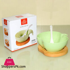 Imperial Small Fruit Bowl Set With Spoon & Wooden Base Ceramic
