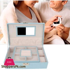 Jewelry Box Large Capacity Pu Leather Jewelry Storage Box Earring Necklace Container Holder With Mirror 