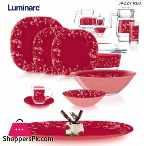 Luminarc Glassware Jazzy Red Dinner Set 71 Pieces - 8 Person