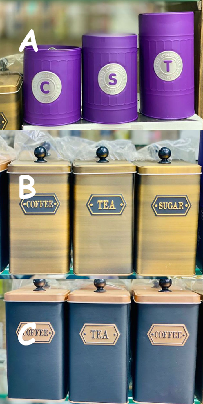 Mettalic Jar Set Of 3 Pcs Sugar Tea Coffee 4 Mettalic Jar Set Of 3 Pcs Sugar Tea Coffee