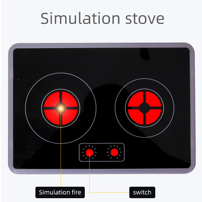 Modern Wooden Simulation Kitchen Set With Stainless Steel Kitchenware With Light And Sound