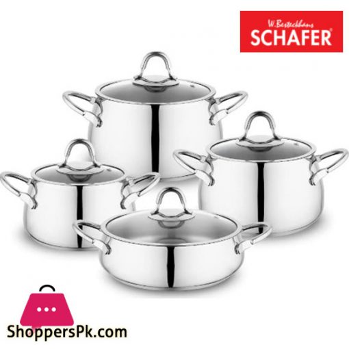 Schafer Trendy 8 Pieces Steel Cookware Set Inox Turkey Made