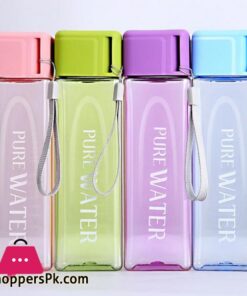 HOT SALES Sport Square Tea Milk Fruit Water Cup 480ml Transparent Drink Bottle with RopeWater Bottles