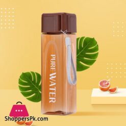 Hot Sales Sport Square Tea Milk Fruit Water Cup 480Ml Transparent Drink Bottle With Ropewater Bottles
