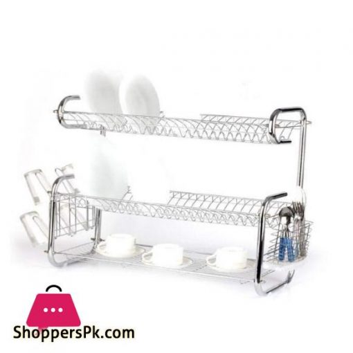 Stainless Steel 3 Tier Dish Drainer Rack Drying Drip Tray Cutlery Holder KSP