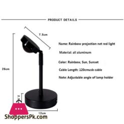 Sunlight Rainbow Sunset Projector Atmosphere Usb Dc5V Led Night Light Home Coffee Shop Background Wall Decoration Projected Lampled Night Lights