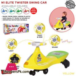 N1 Elite Twister Swing Car For Kids Imported Virgin Quality Plastic Push Car For Toddlers Flash Light Music Speed Twist Ride Stroller Car 360 Rotation Wheel Children Outdoor Ride on Twist Swivel Car For Boys Girls Teenager Kids