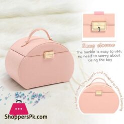 Vee Princess Style Jewelry Box With Mirror All In One Jewelry Organizer For Earring Necklace Ring Bracelet Big Capacity Jewelry Display Storage Case Pink