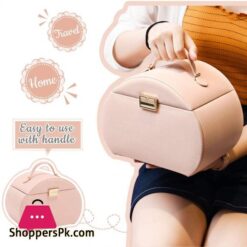 Vee Princess Style Jewelry Box With Mirror All In One Jewelry Organizer For Earring Necklace Ring Bracelet Big Capacity Jewelry Display Storage Case Pink