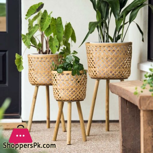 Wicker Planter Basket for Indoor and Outdoor - All Weather Woven Flower Pots - Set of 3