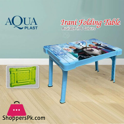 Aqua Plastic Cartoon Folding Table