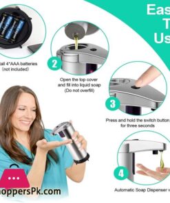 Soap Dispenser Qhc Kock Automatic 250Ml Premium Touchless Battery Operated Electric Automatic Soap Dispenser Stainless Steel W2 Smart Sensors Base For Bathroom Kitchen 304 Stainless Steelabs