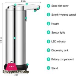 Automatic 250Ml Premium Touchless Battery Operated Electric Automatic Soap Dispenser Stainless Steel 15 Soap Dispenser Qhc Kock Automatic 250Ml Premium Touchless Battery Operated Electric Automatic Soap Dispenser Stainless Steel W2 Smart Sensors Base For Bathroom Kitchen 304 Stainless Steelabs