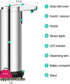 Soap Dispenser Qhc Kock Automatic 250Ml Premium Touchless Battery Operated Electric Automatic Soap Dispenser Stainless Steel W2 Smart Sensors Base For Bathroom Kitchen 304 Stainless Steelabs