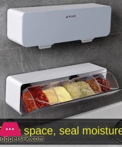 Condiment Box Kitchen Utensils One Multi Grid Spice Jar Combination 4 Grid Wall Mounted Salt Sugar Msg Storage Seasoning Box - Image 2