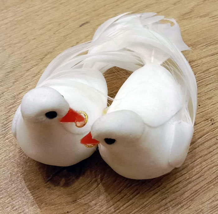 Decorative Doves Artificial Foam Feather White Bird Magnet Pigeon Realistic 1-Pair