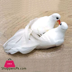 Decorative Doves Artificial Foam Feather White Bird Magnet Pigeon Realistic 1-Pair