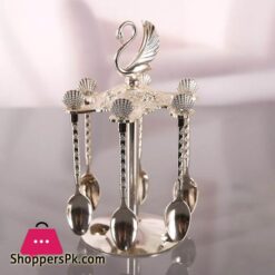 Decorative Swan Base Holder + 6 Spoons Coffee Dessert Spoons Kitchen Dinnerware Set For Stirring Mixing Sugar Coffee|Dinnerware Sets 10 Decorative Swan Base Holder 6 Spoons Coffee Dessert Spoons Kitchen Dinnerware Set For Stirring Mixing Sugar Coffeedinnerware Sets