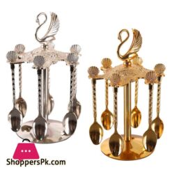 Decorative Swan Base Holder + 6 Spoons Coffee Dessert Spoons Kitchen Dinnerware Set For Stirring Mixing Sugar Coffee|Dinnerware Sets 11 Decorative Swan Base Holder 6 Spoons Coffee Dessert Spoons Kitchen Dinnerware Set For Stirring Mixing Sugar Coffeedinnerware Sets