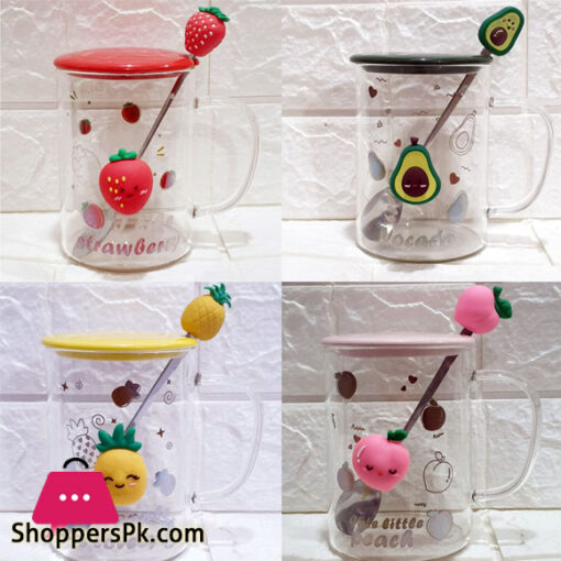 Glass Mug With Lid Mug With Spoon Milk Mug Tea Drinkware 