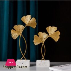Golden Ginkgo leaf Model Iron TV cabinet Decor Leaf Console Cabinet decorationFigurines Miniatures