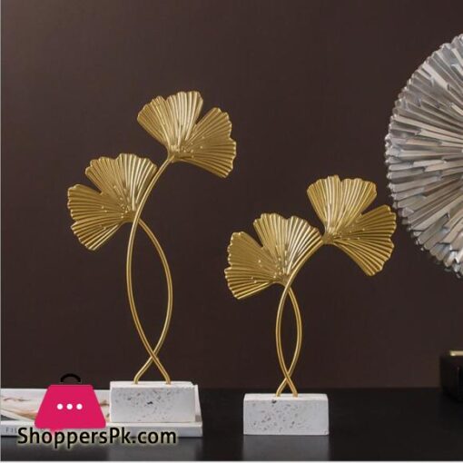 Golden Ginkgo leaf Model Iron TV cabinet Decor Leaf Console Cabinet decorationFigurines Miniatures