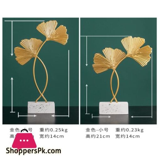 Golden Ginkgo leaf Model Iron TV cabinet Decor Leaf Console Cabinet decorationFigurines Miniatures