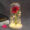 Hot Beauty And The Beast Eternal Rose White Base With Led Lights Glass Dome Black Red Rose Valentines Day Mothers Day