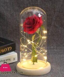 Hot Beauty And The Beast Eternal Rose White Base With Led Lights Glass Dome Black Red Rose Valentines Day Mothers Day