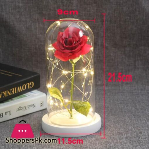Hot Beauty And The Beast Eternal Rose White Base With Led Lights Glass Dome Black Red Rose Valentines Day Mothers Day