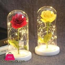 Hot Beauty And The Beast Eternal Rose White Base With Led Lights Glass Dome Black Red Rose Valentines Day Mothers Day