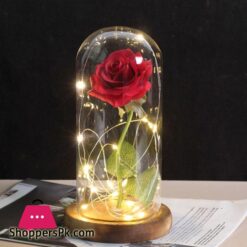 Hot Beauty And The Beast Eternal Rose White Base With Led Lights Glass Dome Black Red Rose Valentines Day Mothers Day