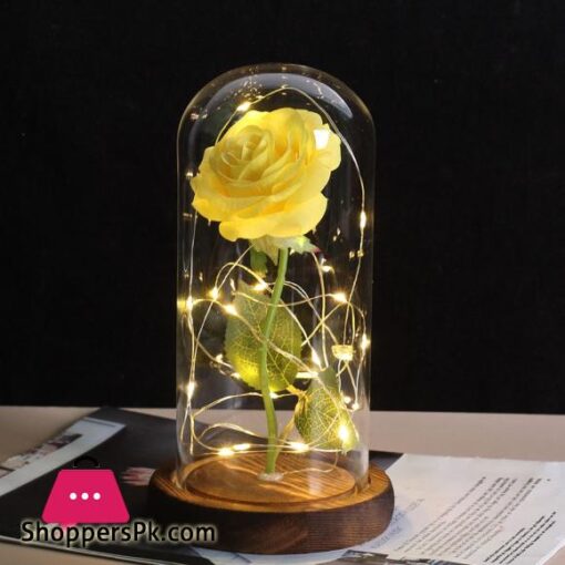 Hot Beauty And The Beast Eternal Rose White Base With Led Lights Glass Dome Black Red Rose Valentines Day Mothers Day