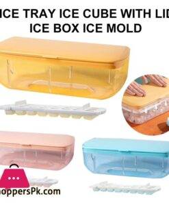 Ice Cube Tray with Lid and Bin Quick Release Silicone Ice Cube Maker Mold with Container for Cocktail Whiskey Bar Kitchen Tools