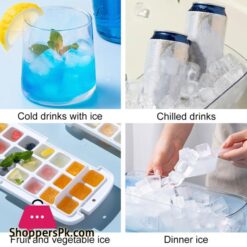 Ice Cube Tray With Lid And Bin Quick Release Silicone Ice Cube Maker Mold With Container For Cocktail Whiskey Bar Kitchen Tools