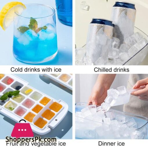 Ice Cube Tray with Lid and Bin Quick Release Silicone Ice Cube Maker Mold with Container for Cocktail Whiskey Bar Kitchen Tools