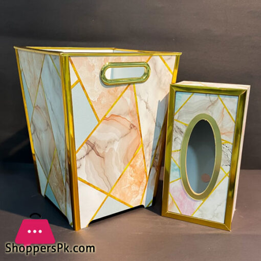 Modern Design Wooden Dustbin & Tissue Box Set