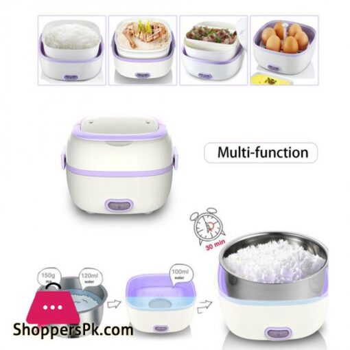 Multifunctional Electric Lunch Box Mini Rice Cooker Portable Food Heating Steamer Heat Preservation Lunch Box EU Plug