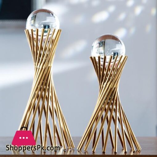 Nordic Home Decoration Crystal Glass Ball Ornament Accessories Modern Living Room Wine Cabinet Wedding Golden Luxury Decor CraftFigurines Miniatures
